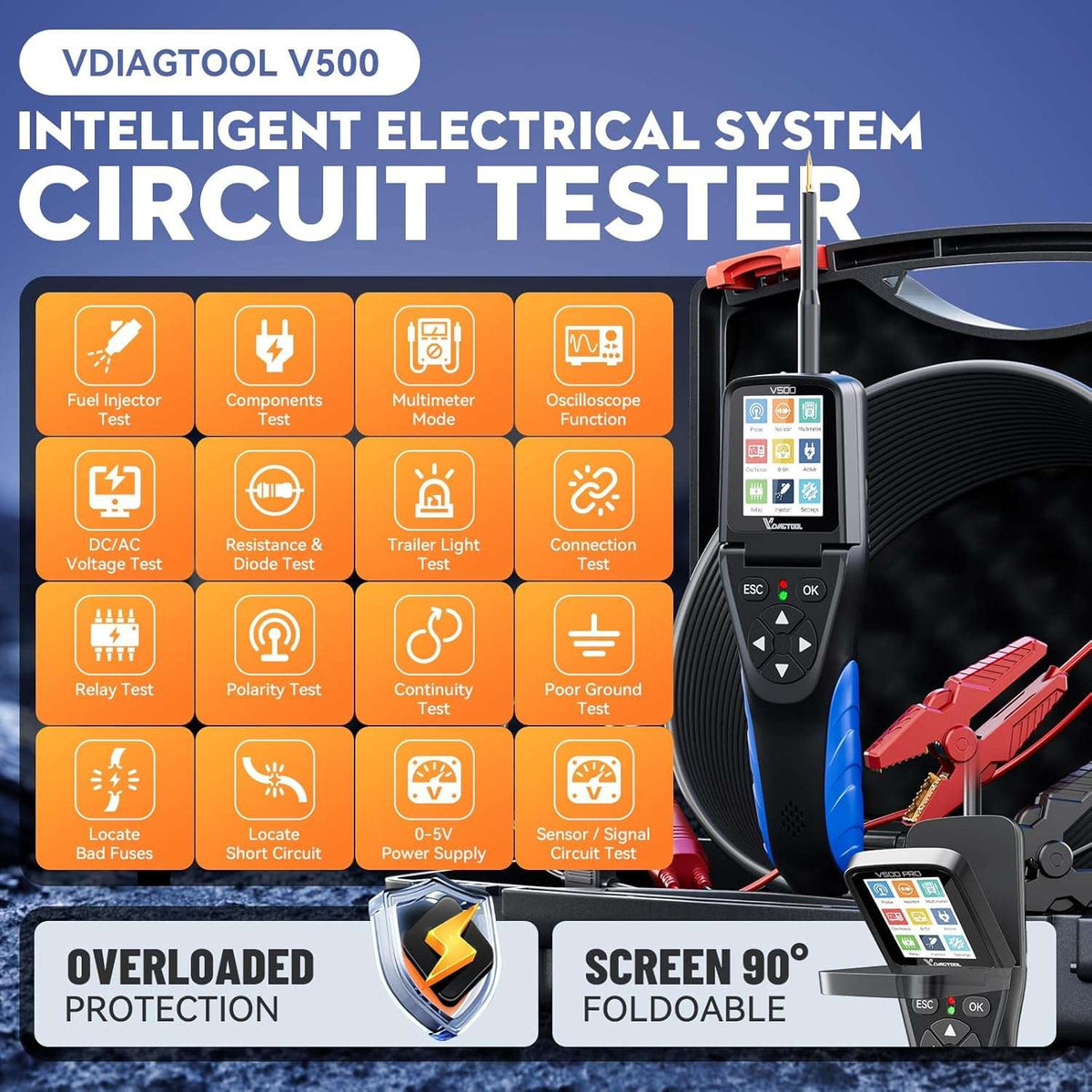 Vidori 便利ツール VdiagTool V500 Circuit Power Probe Multimeter Fuel Injector Tester