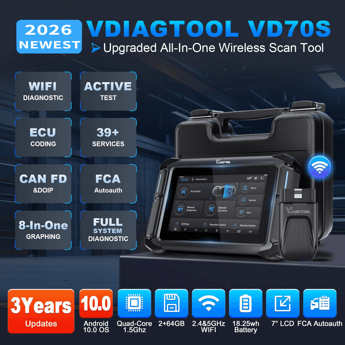 VdiagTool VD70S Wireless Bi-directional Diagnostic Tool