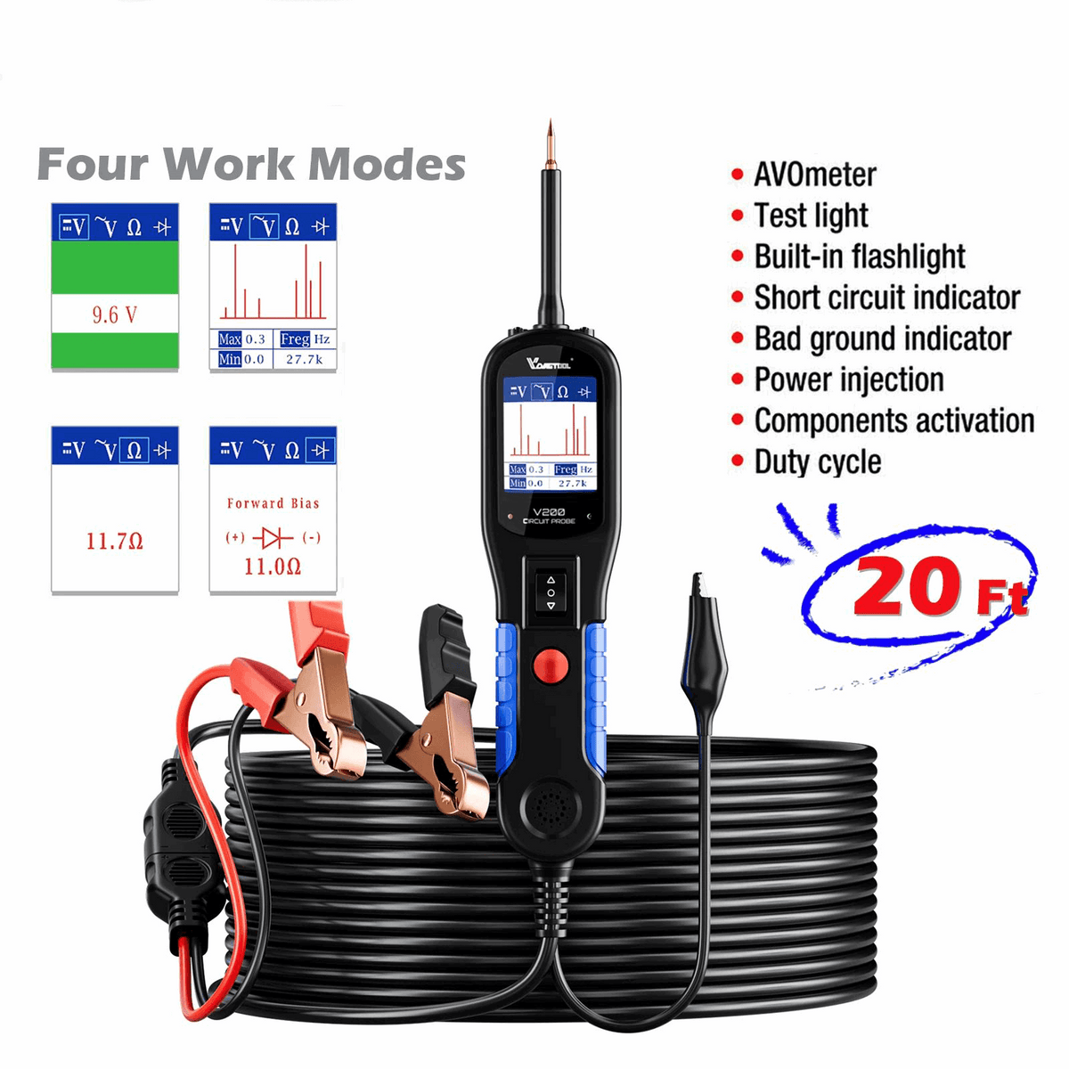 VDIAGTOOL V200 PRO – Testeur De Circuit Auto Multifonction Avec 30 Broches, écran Couleur, Livraison Rapide