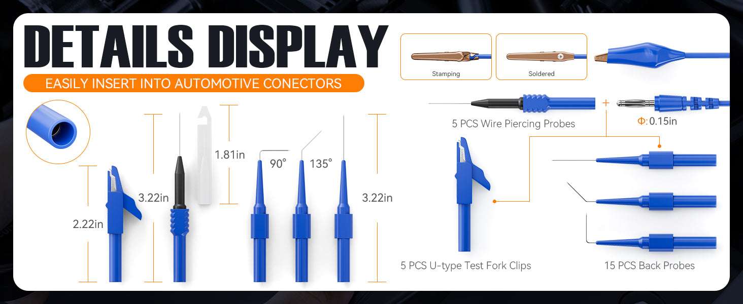 banana plug to copper wire piercing probes set details display