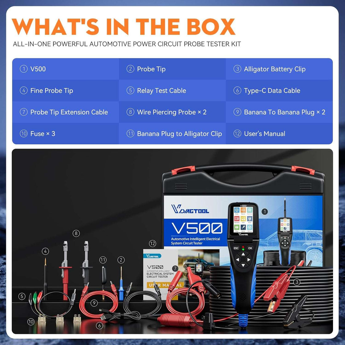 VdiagTool V500 Circuit Power Probe Multimeter Fuel Injector Tester ...