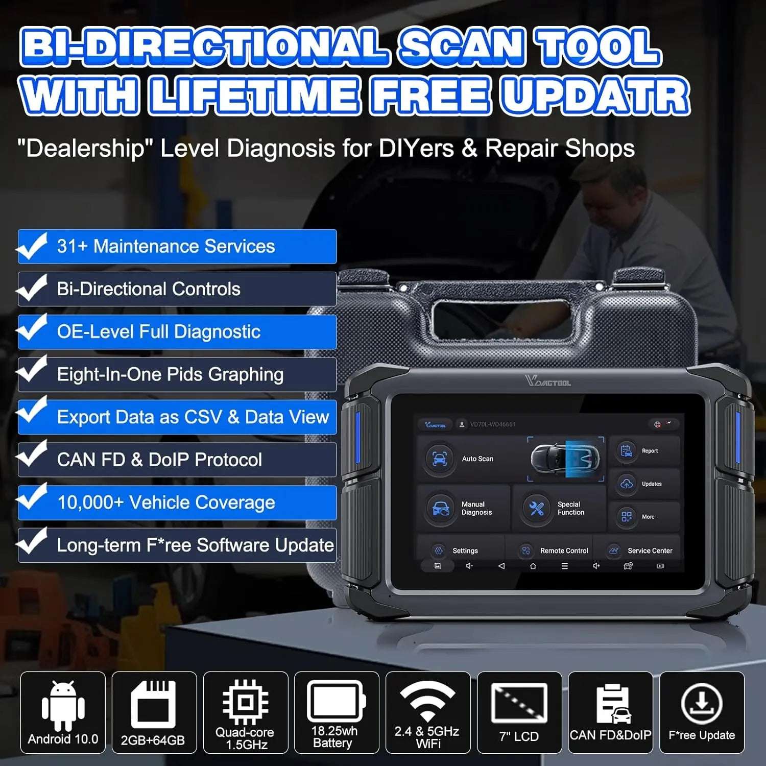 bi-directional scan tool with lifetime free update