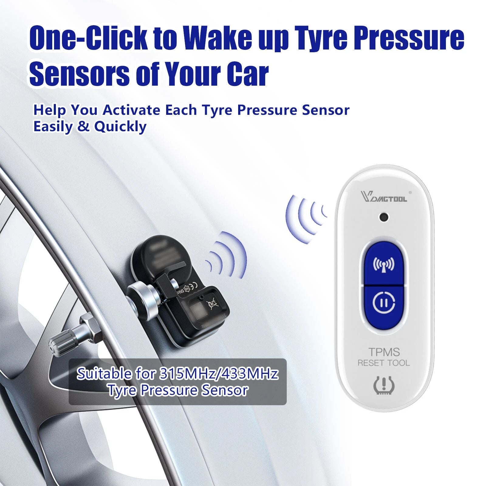 one-click to wake up tyre pressure sensors of your car
