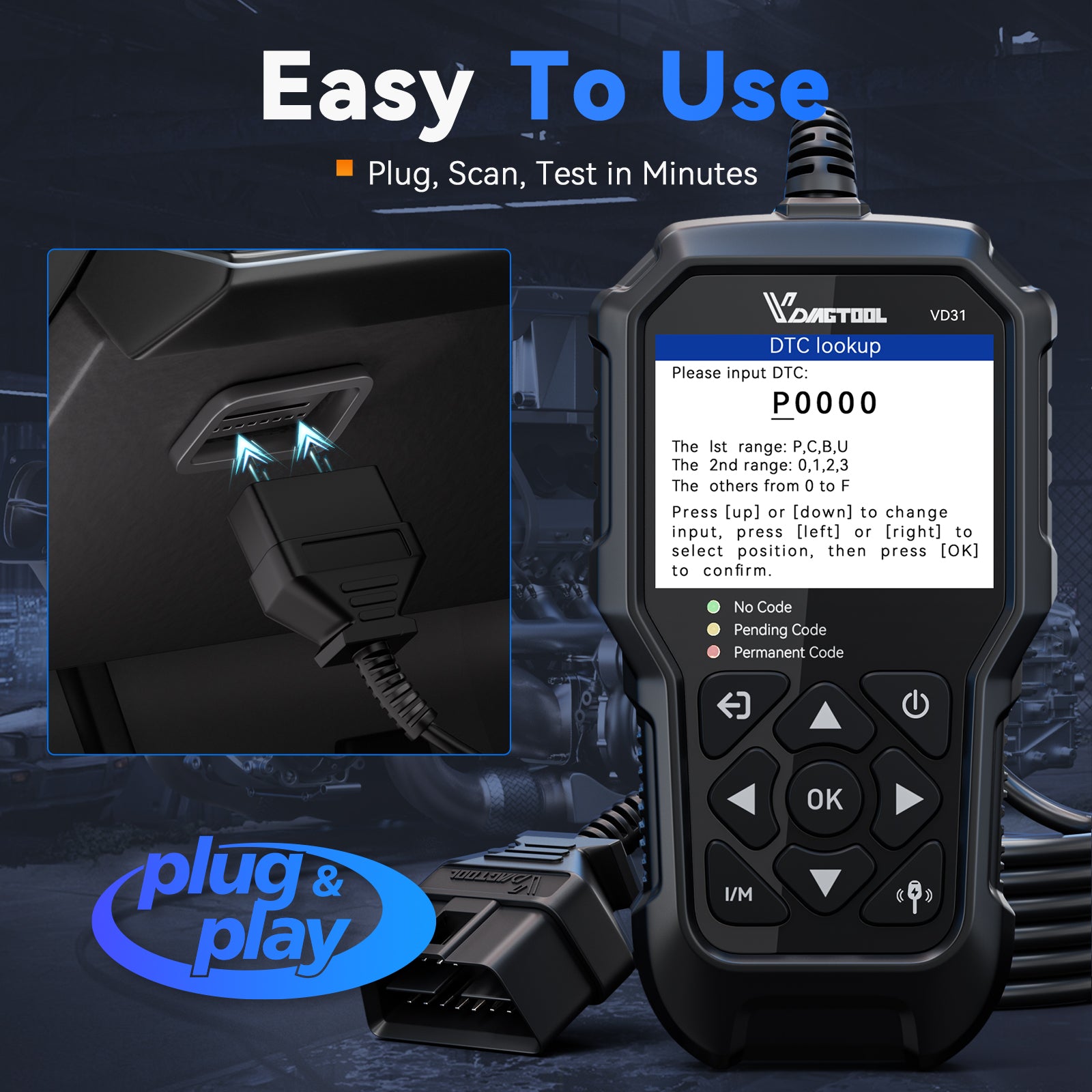 easy to use-plug, scan, test in minutes